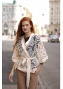 Кофта-жакет мереживна з рукавами 3/4 Бежева